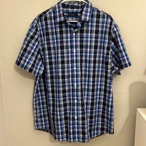 Mens blue plaid button down